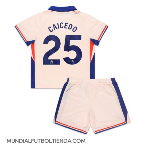 Camiseta Chelsea Moises Caicedo #25 Segunda Equipación Replica 2024-25 para niños mangas cortas (+ Pantalones cortos)